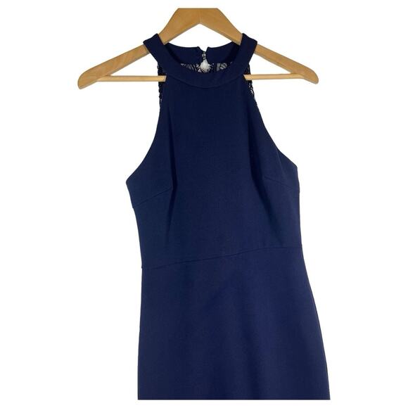 Lulus Dress Womens S Joella Halter Lace Back Formal Sleeveless Maxi Navy Blue - Picture 6 of 16
